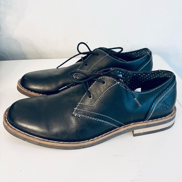 Original Penguin Waylon Black Leather Classic Oxford Shoes, Size 10 - Picture 4 of 8